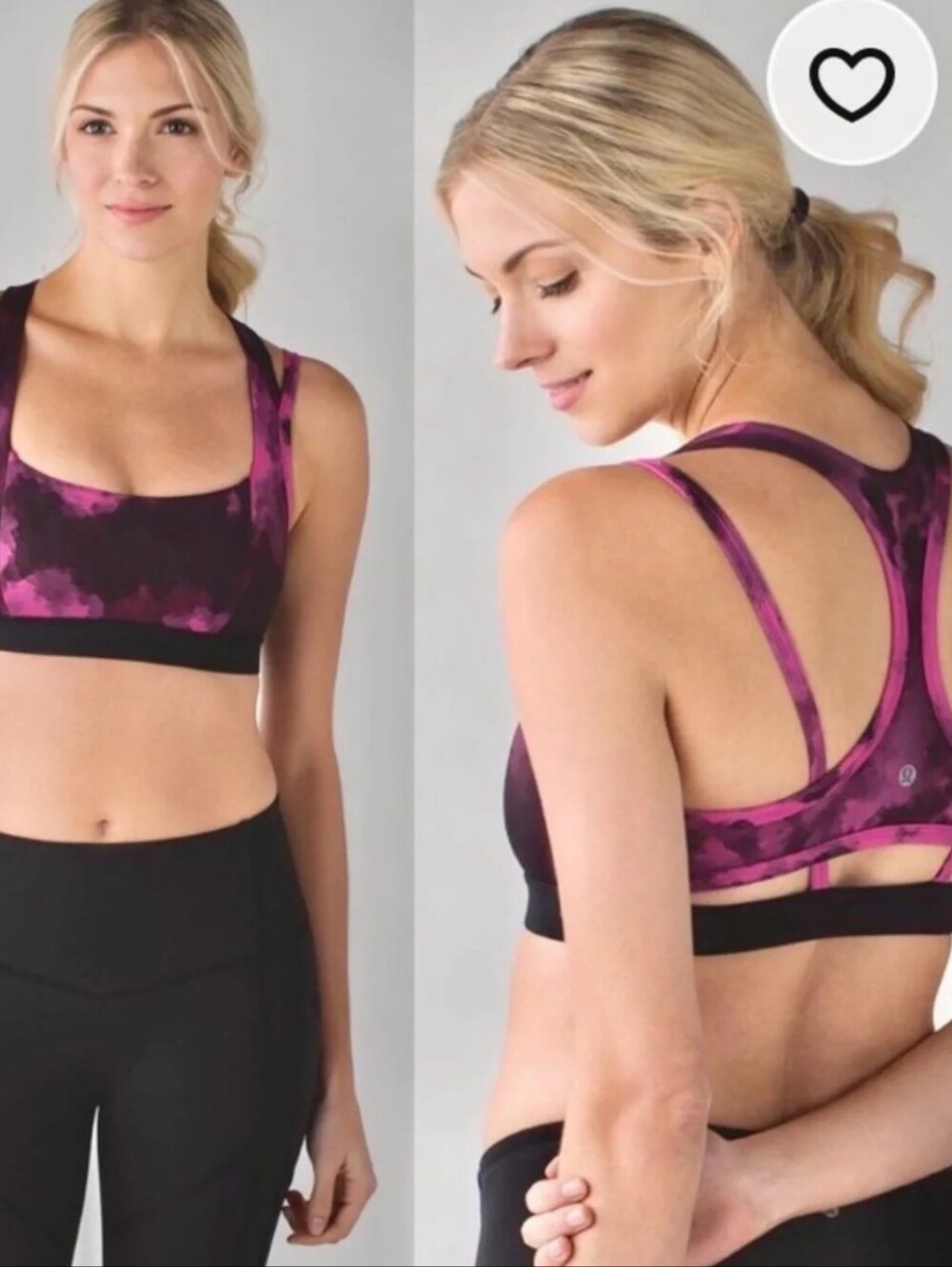 Lululemon Splendour Bra in the Blooming Pixie Raspberry Black Print.
